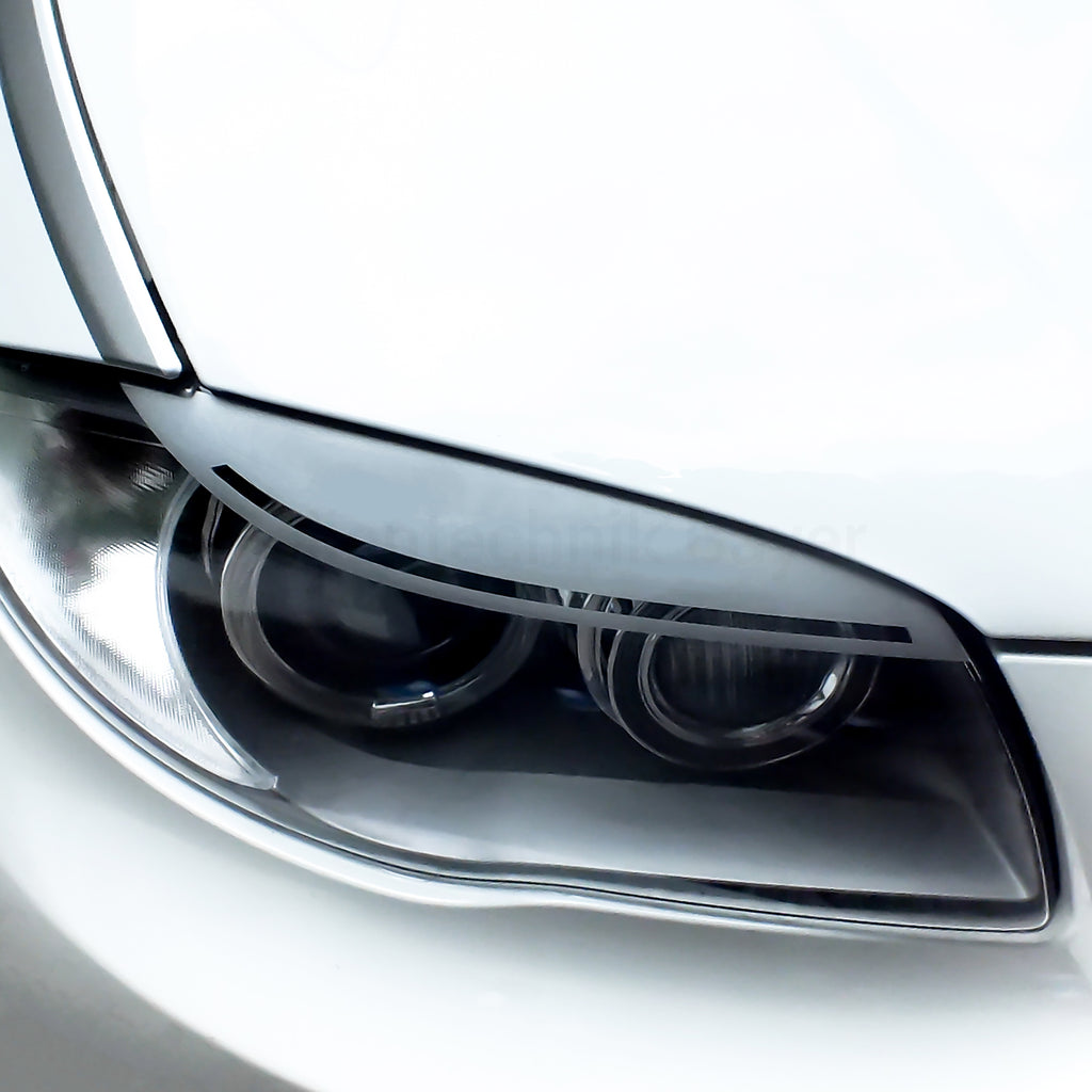LCI Scheinwerferblenden für BMW 1er e81 e82 e87 e88 – 2-teiliges Folienset, Tuning Aufkleber, Böser Blick, passgenau, selbstklebend & wetterfest