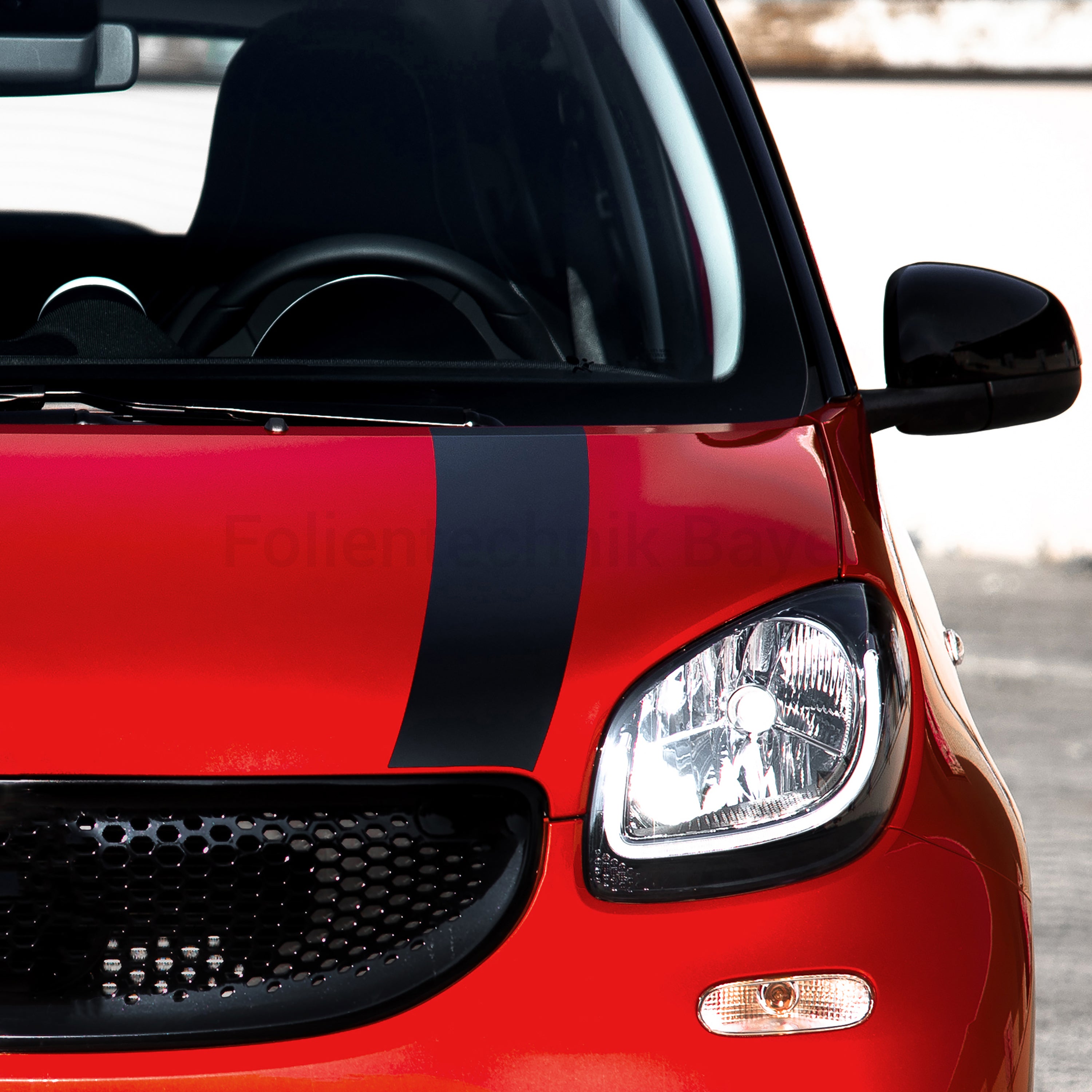 Motorhaubenstreifen für Smart fortwo 453 – 2-teiliges Racing Stripes Folienset, Tuning Aufkleber, passgenau, selbstklebend & wetterfest
