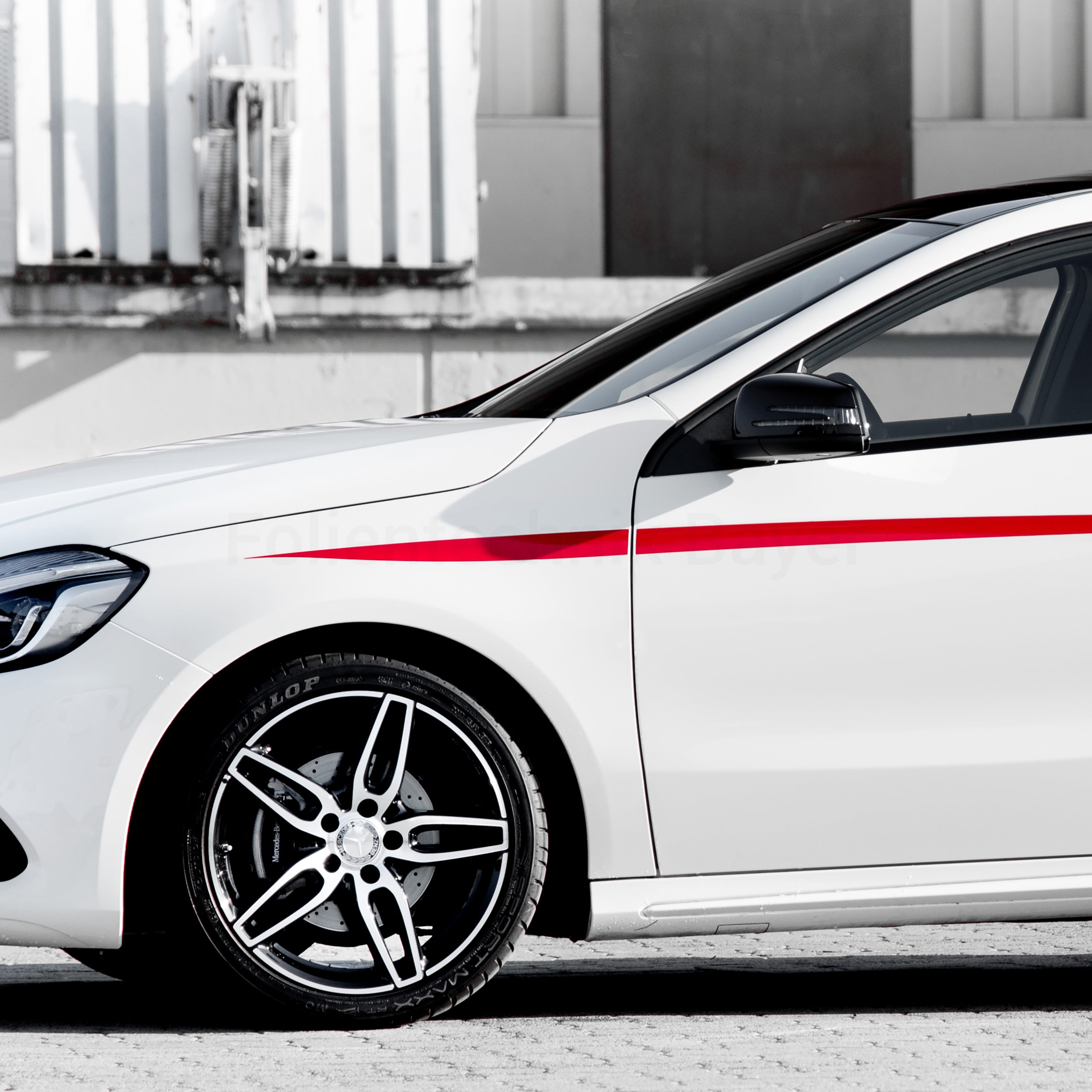 Seitenstreifen für Mercedes A-Klasse W176 – 6-teiliges Racing Stripes Folienset, Tuning Aufkleber, passgenau, selbstklebend & wetterfest