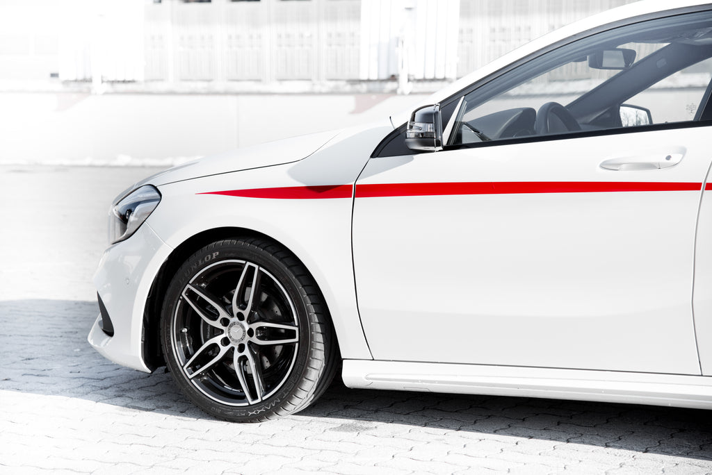 Seitenstreifen für Mercedes A-Klasse W176 – 6-teiliges Racing Stripes Folienset, Tuning Aufkleber, passgenau, selbstklebend & wetterfest