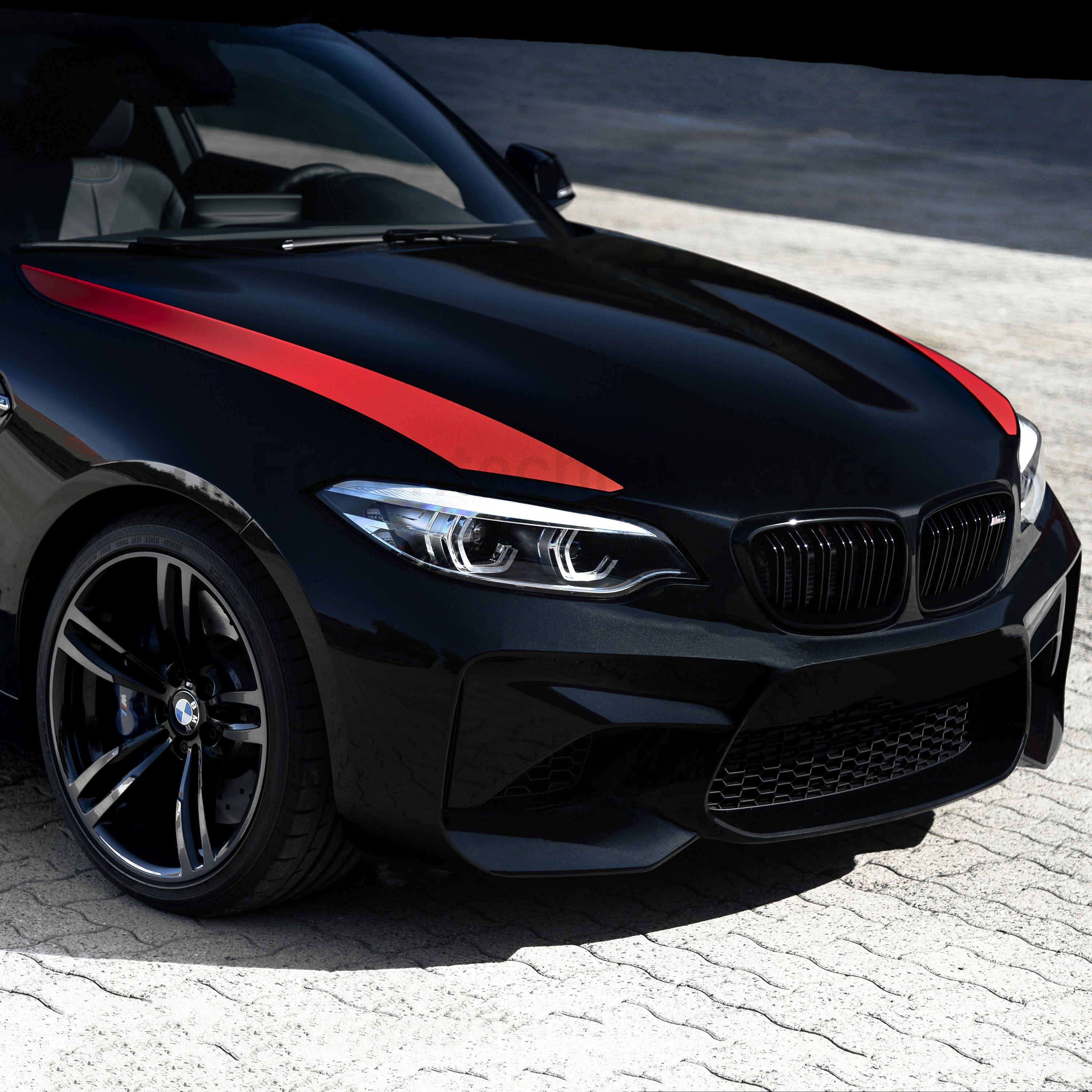 Motorhaubenstreifen für BMW 1er F20, 2er F22 und M2 F87 – 2-teiliges Racing Stripes Folienset, Tuning Aufkleber, passgenau, selbstklebend & wetterfest