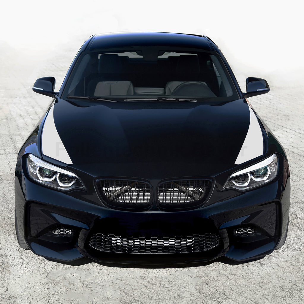 Motorhaubenstreifen für BMW 1er F20, 2er F22 und M2 F87 – 2-teiliges Racing Stripes Folienset, Tuning Aufkleber, passgenau, selbstklebend & wetterfest
