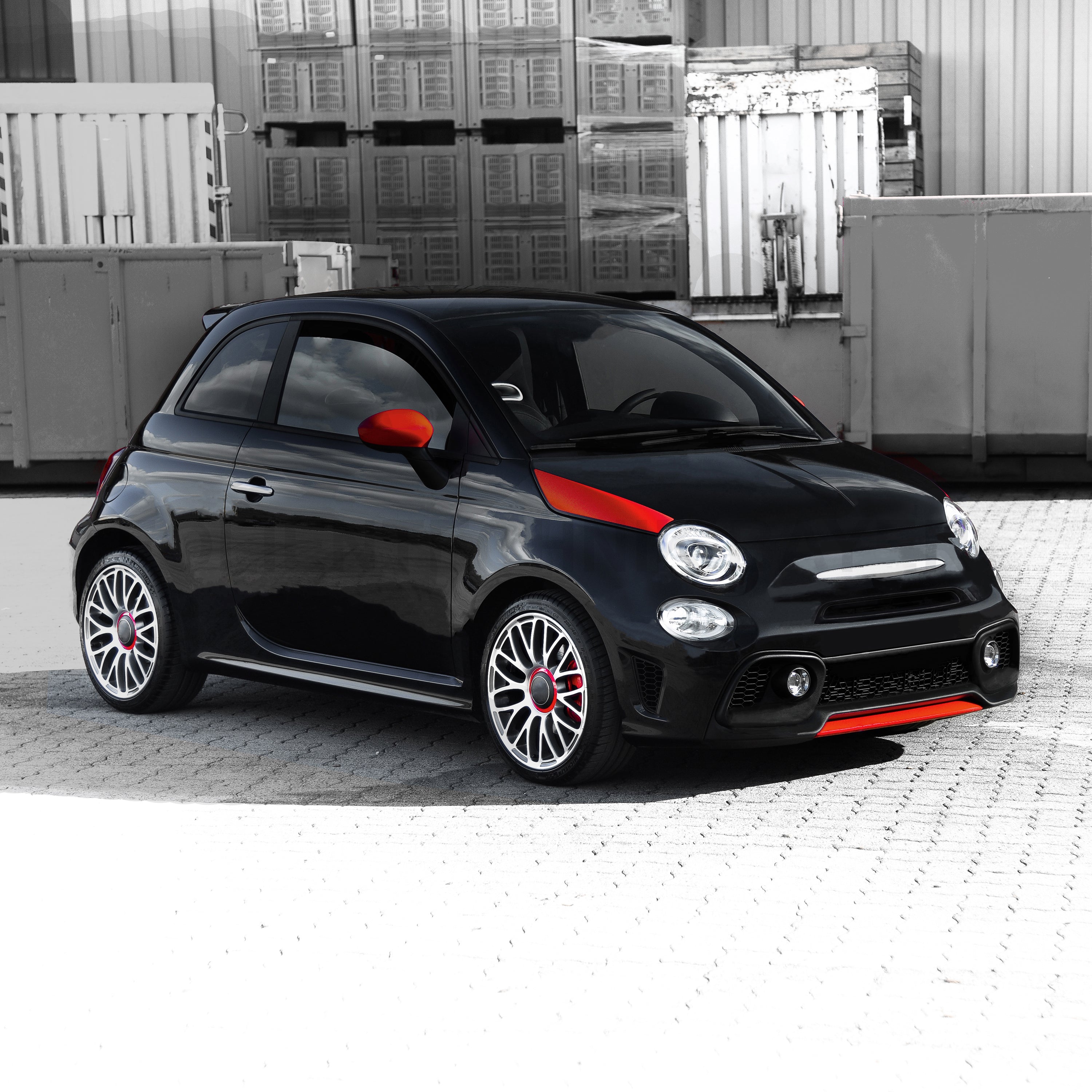 Motorhaubenstreifen für Fiat 500 Abarth 595 – 2-teiliges Racing Stripes Folienset, Tuning Aufkleber, passgenau, selbstklebend & wetterfest