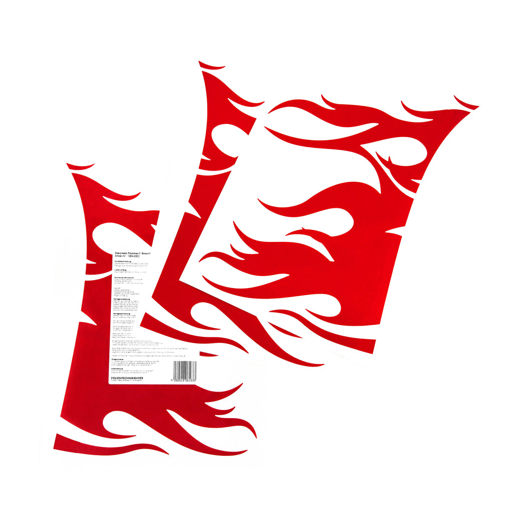 Flammen Aufkleber für Smart fortwo 453 – 2-teiliges Folien Dekorset, Tuning Zubehör, passgenau, selbstklebend & wetterfest