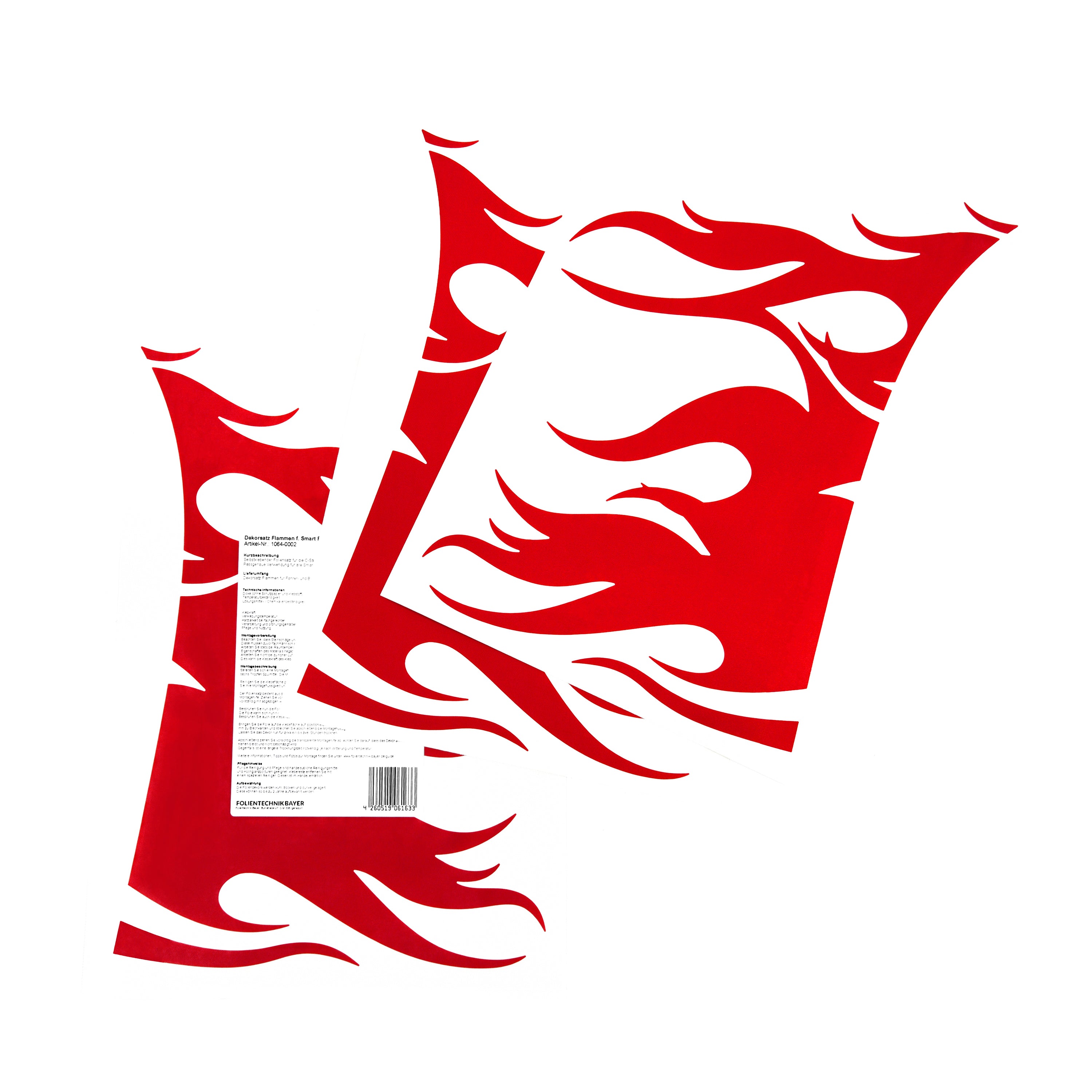 Flammen Aufkleber für Smart fortwo 453 – 2-teiliges Folien Dekorset, Tuning Zubehör, passgenau, selbstklebend & wetterfest