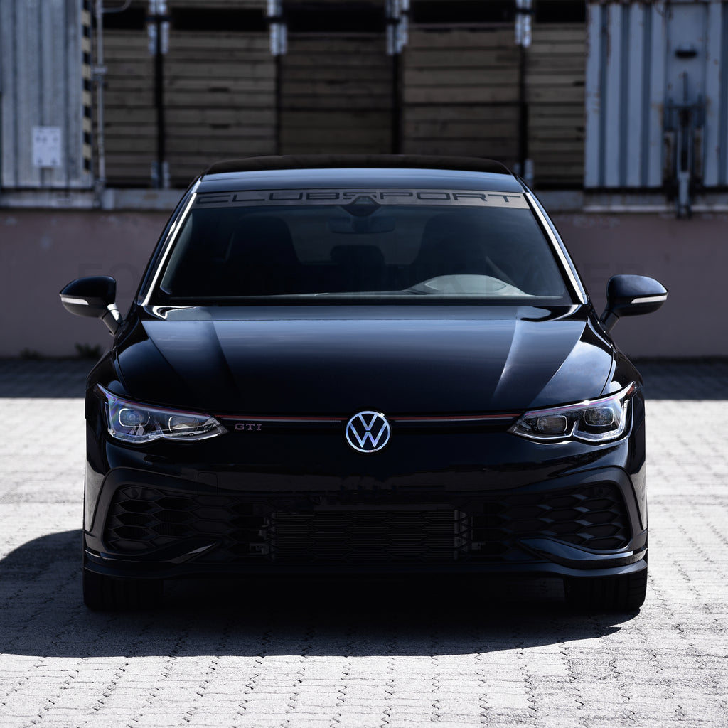 Blendstreifen für VW Golf 8 – Premium Frontscheibenkeil, Scheibentönung & sportliches Design, UV-beständig, passgenau, selbstklebend & wetterfest, mit Schriftzug CLUBSPORT