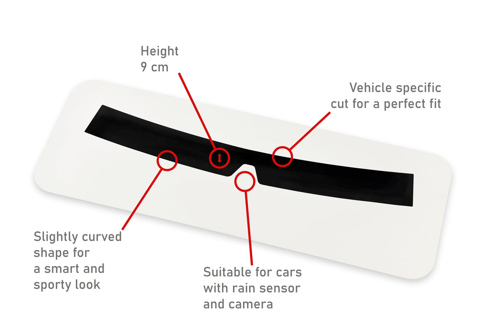 Blendstreifen für MINI One Cooper JCW R55 R56 R57 – Tuning Frontscheibenkeil, Scheibentönung & sportliches Design, UV-beständig, passgenau, selbstklebend & wetterfest