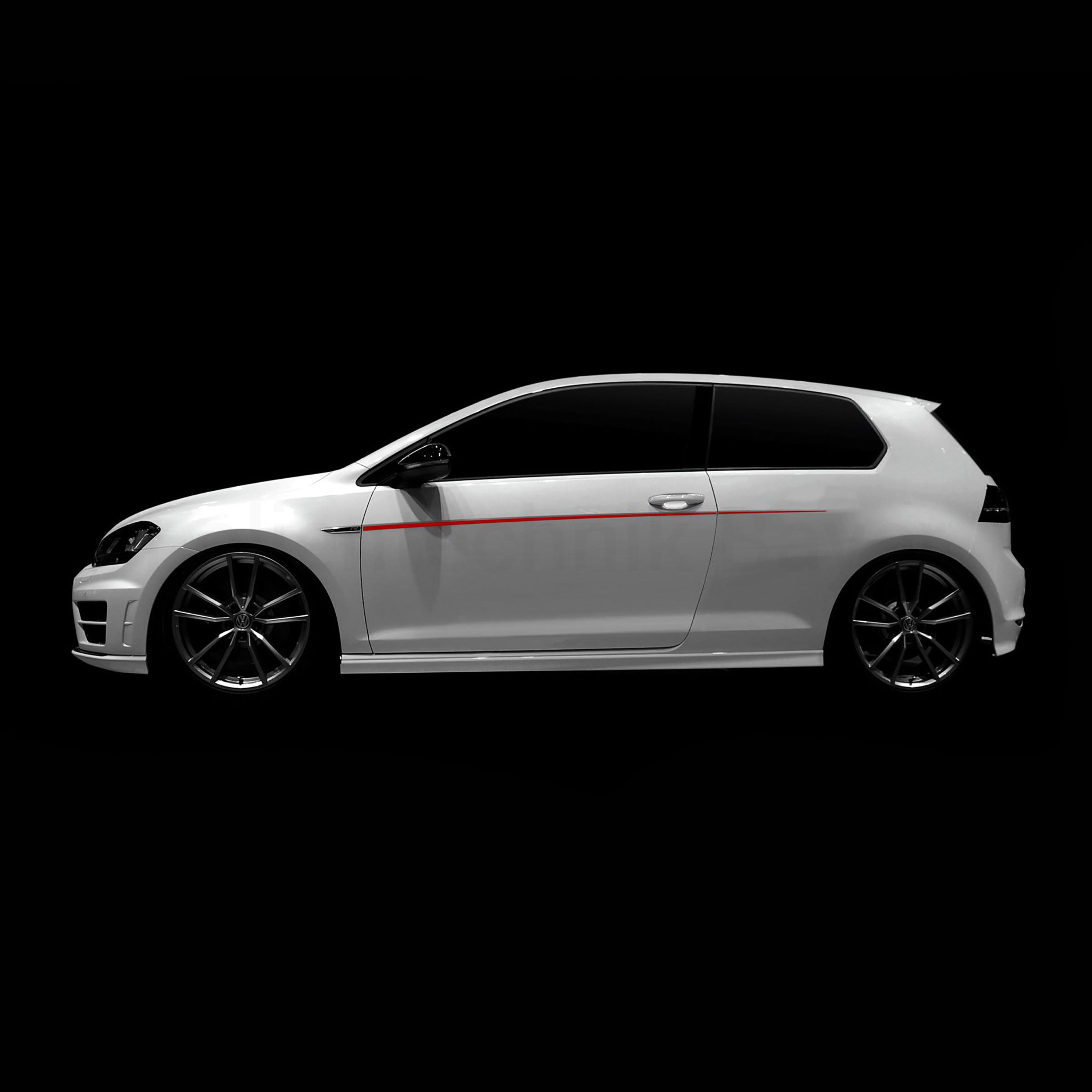 Seitenstreifen für VW Golf 7 – 4-teiliges Racing Stripes Folienset, Tuning Aufkleber, passgenau, selbstklebend & wetterfest