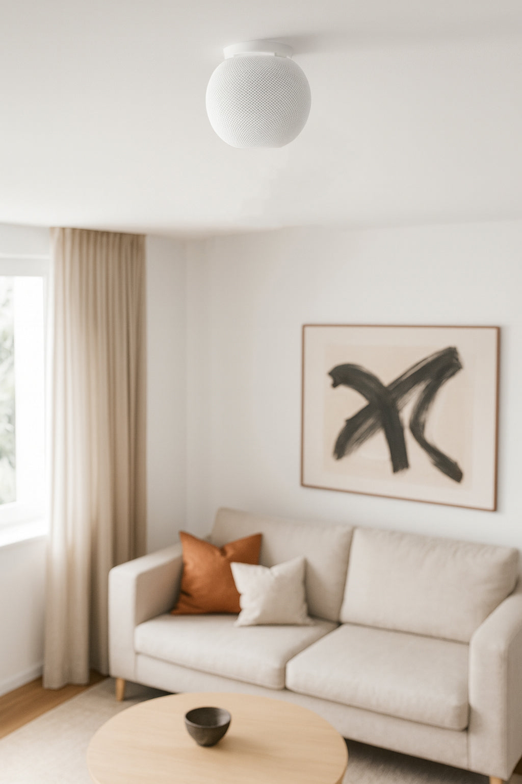 Deckenhalterung für HomePod mini – stabile Lautsprecher Halterung aus ABS-Kunststoff, unauffällige Deckenmontage mit 3-Krallen-Clip, kabelfreundlich, inkl. Schraube & Dübel